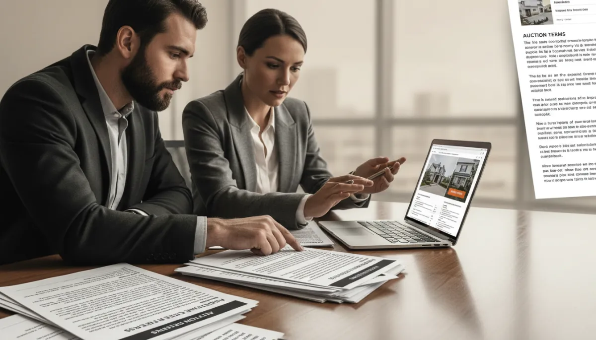 Sellers reviewing reserve price disclosure documents with their real estate agent