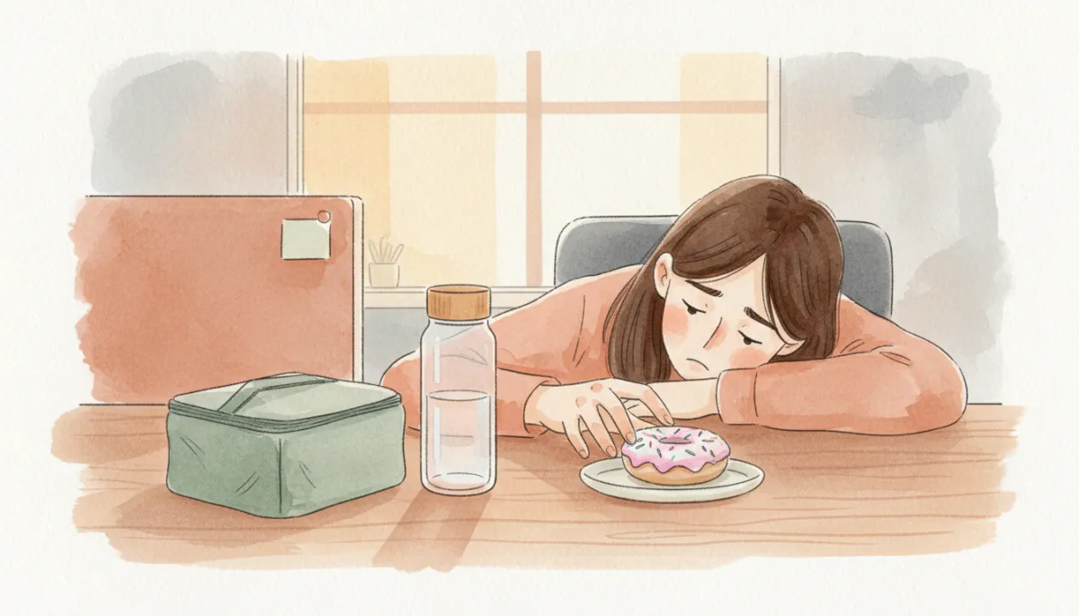 Tired professional reaching for a sugary snack in the afternoon Tired professional reaching for a sugary snack in the afternoon