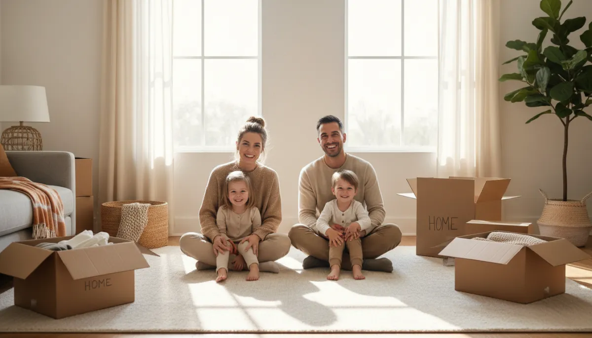 Family enjoying time together in their new home