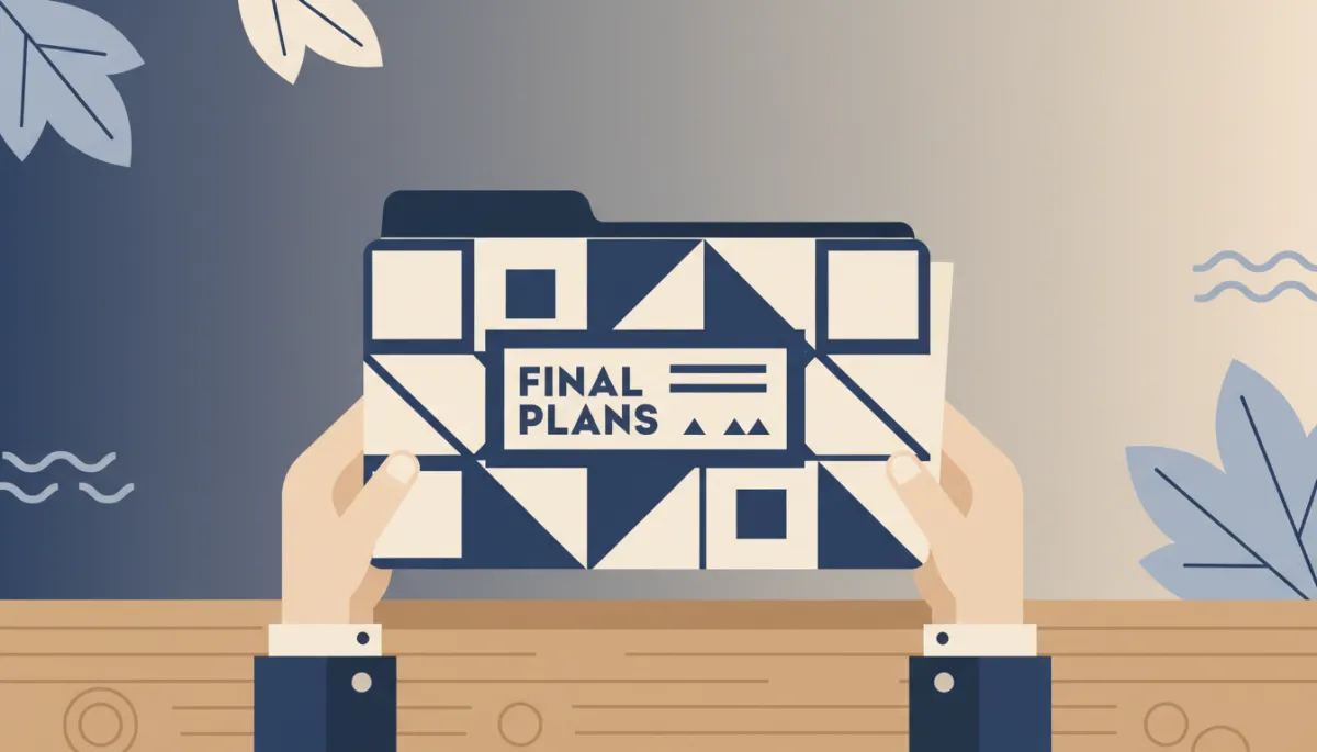 Senior holding organized folder with final expense plans