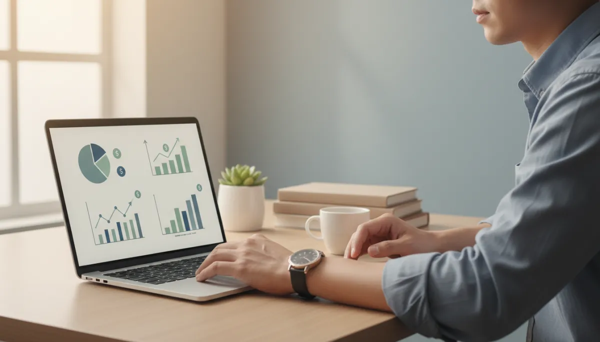 Individual comparing investment options for retirement on a laptop