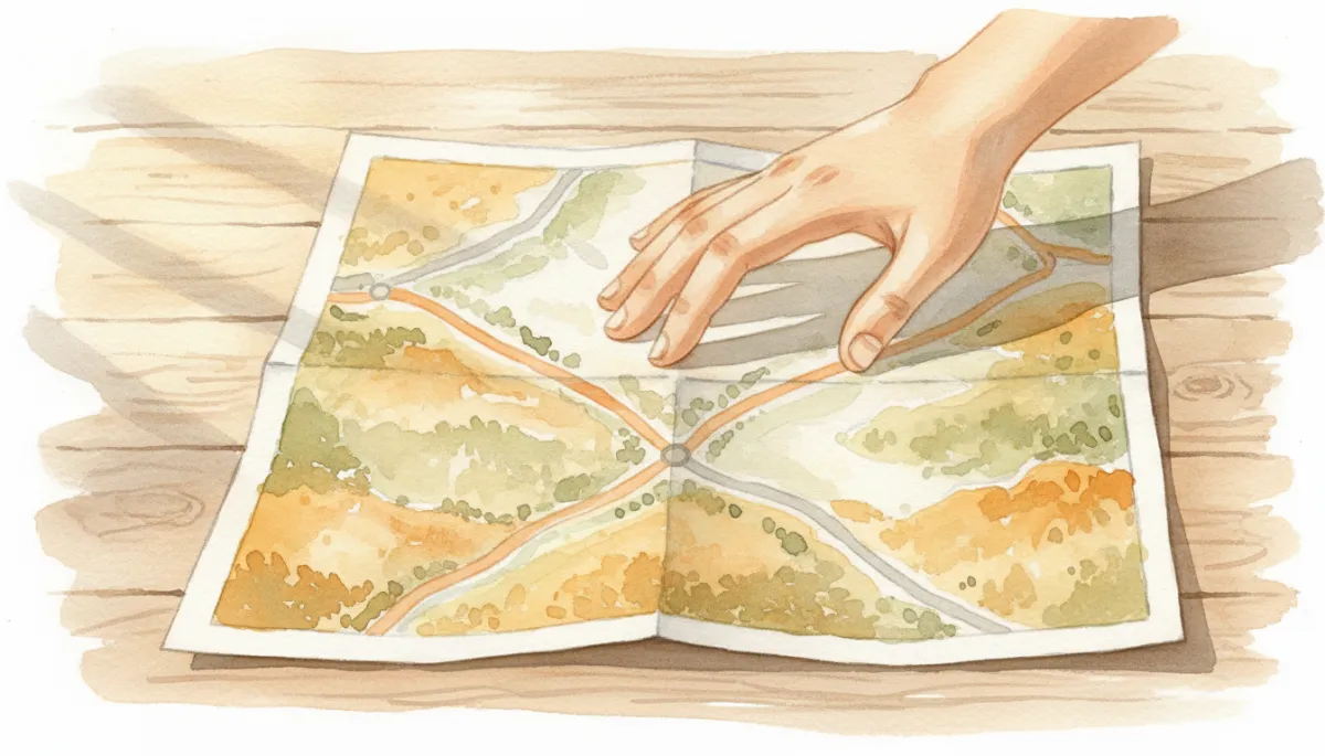 Mano che sceglie tra due direzioni su una mappa