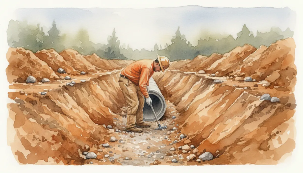 Proper bedding and compaction around utility pipes in heavy clay soil
