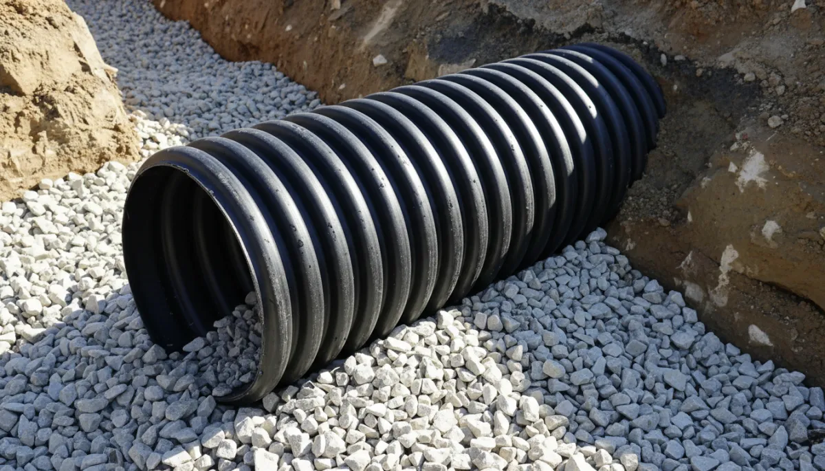 Heavy-duty culvert pipe properly bedded in aggregate