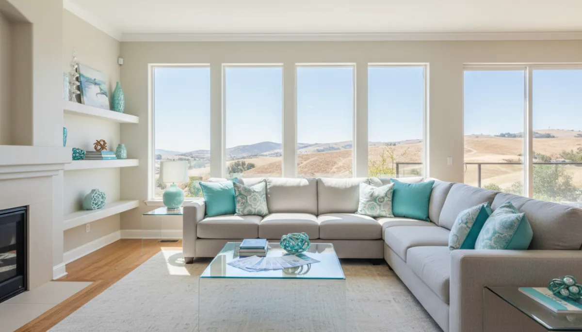 Staged living room in a Santa Clarita home prepared for an open house