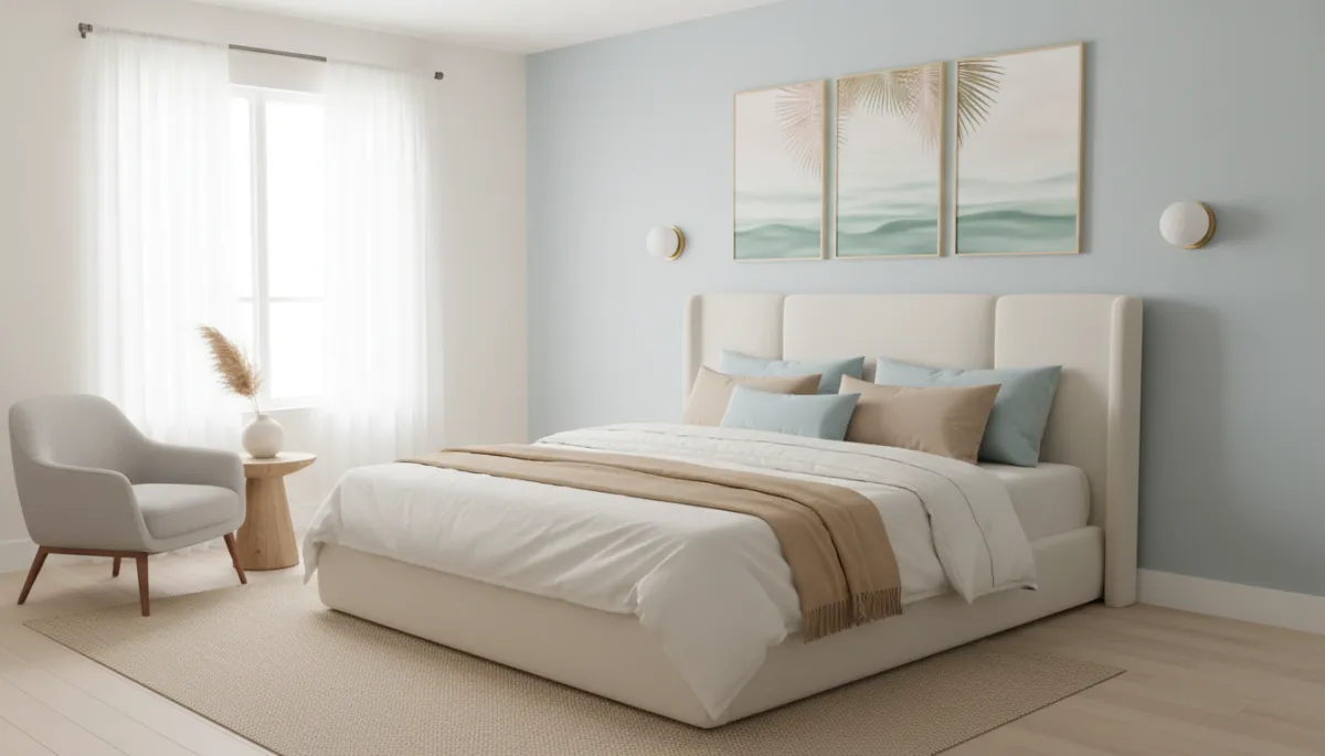 Professionally designed neutral bedroom in a Florida vacation rental Professionally designed neutral bedroom in a Florida vacation rental