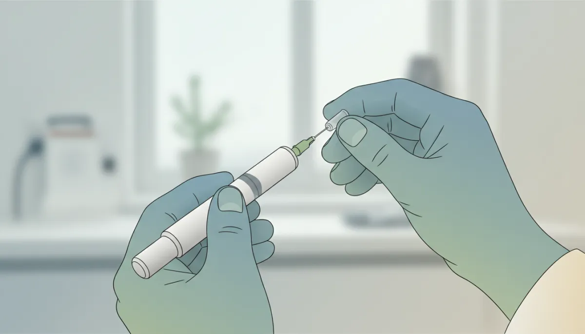 Clinician safely preparing a GLP-1 weight loss injection pen
