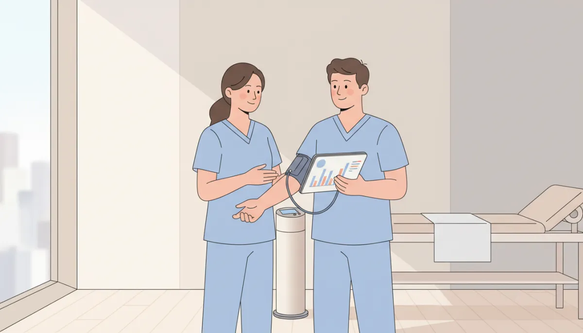 Medical provider checking vital signs and reviewing GLP-1 treatment labs with a patient