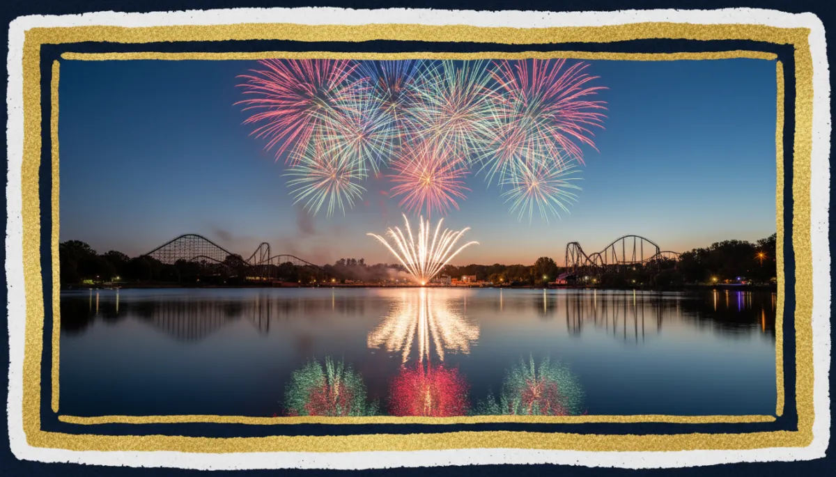 Tolland County Connecticut Lake Compounce fireworks reflection 2026 — Melinda Walencewicz eXp Realty