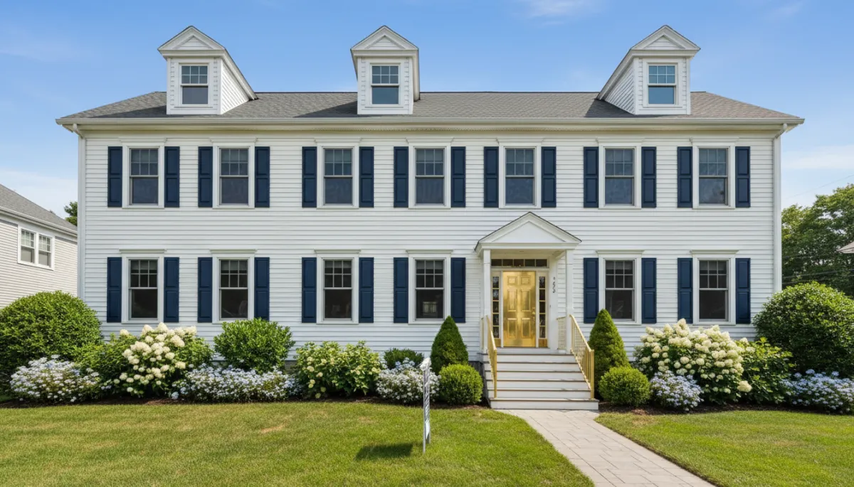 Renovated Connecticut multifamily rental property with navy, gold, and white color palette Renovated Connecticut multifamily rental property with navy, gold, and white color palette