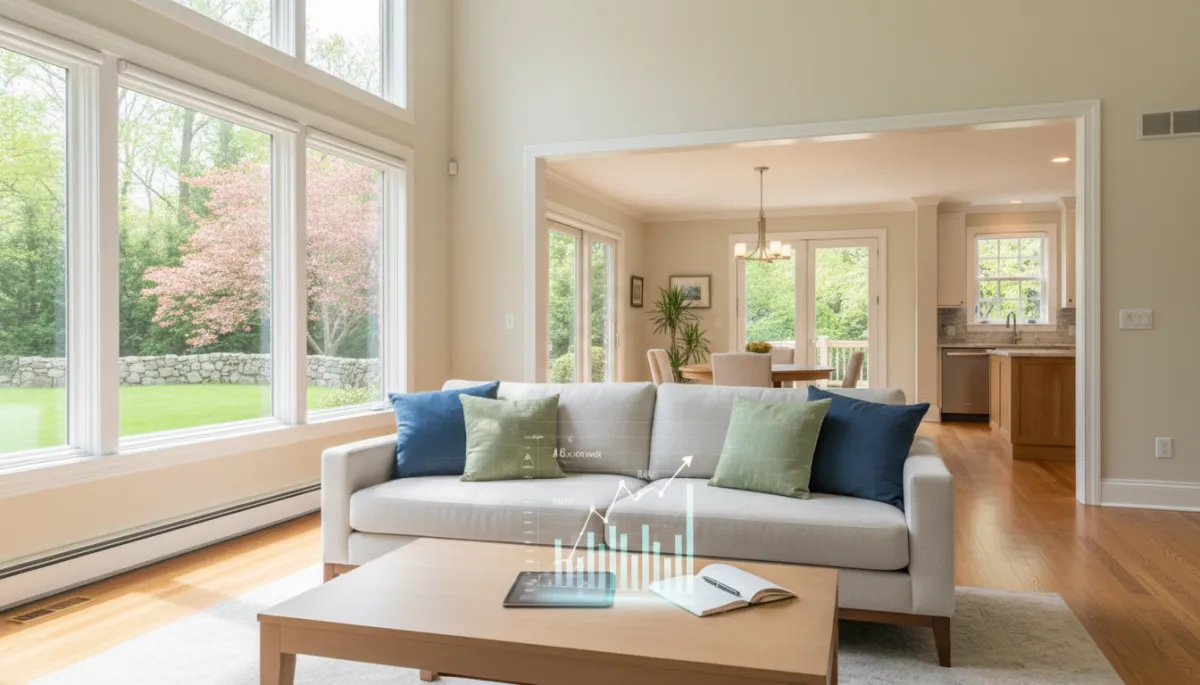 Beautifully staged Connecticut home interior with bright natural light and fresh spring decor ready for sale