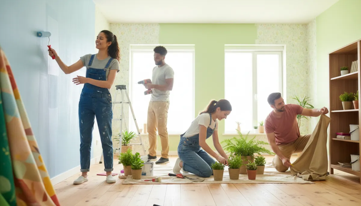 Bright kitchen with freshly painted cabinets and new brass hardware