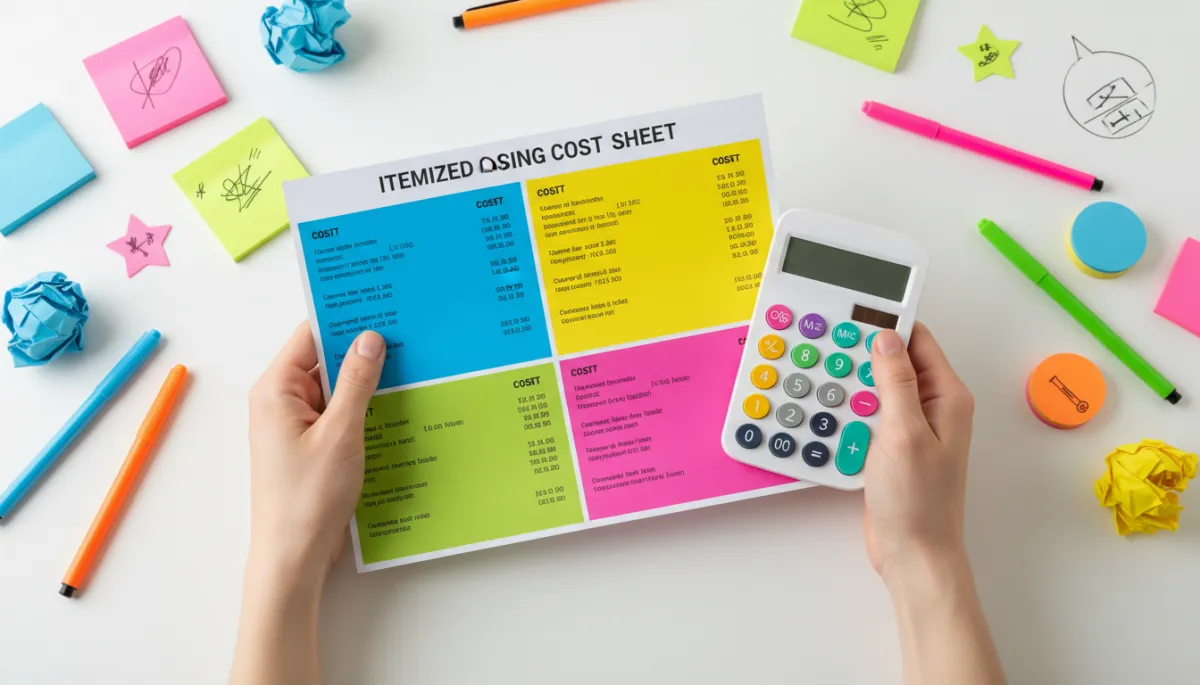 Buyer reviewing an itemized list of closing costs with a calculator Buyer reviewing an itemized list of closing costs with a calculator