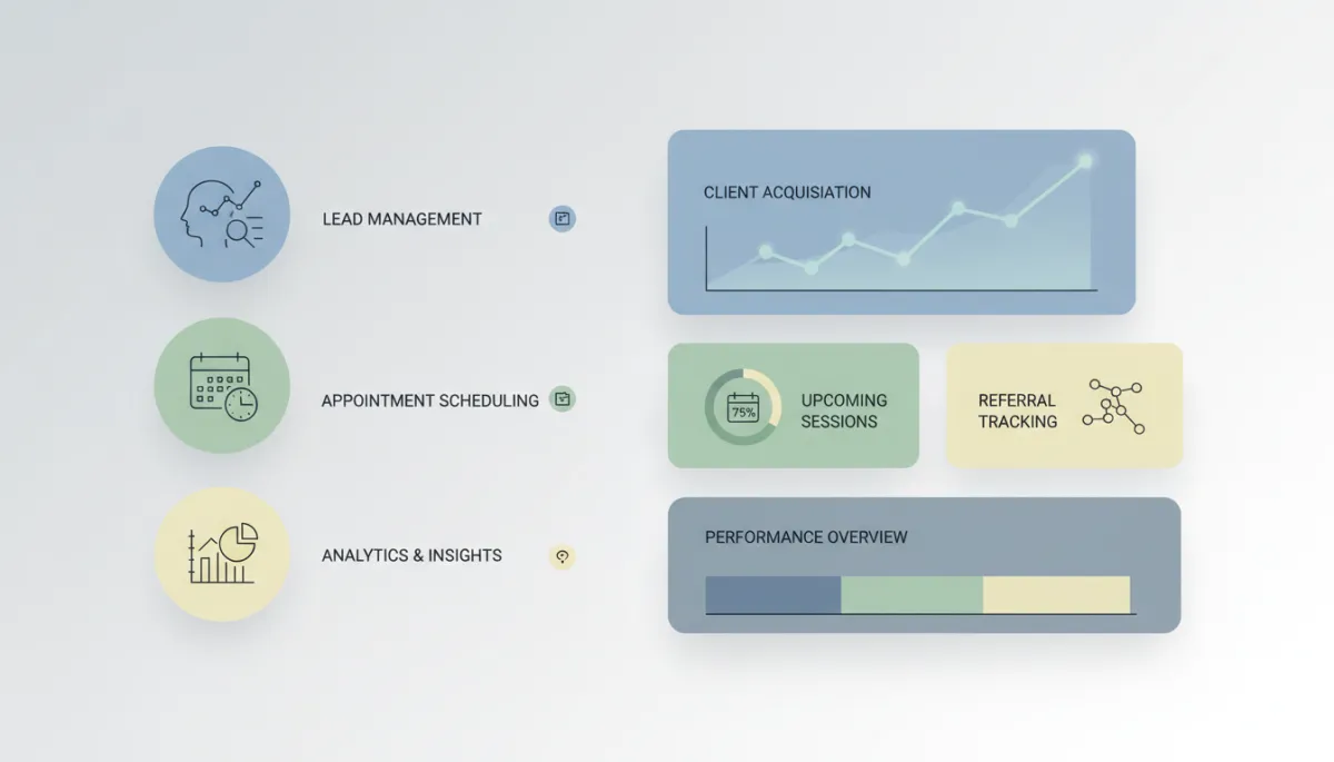 Integrated AI dashboard managing leads, appointments, and automation for a coaching practice Integrated AI dashboard managing leads, appointments, and automation for a coaching practice