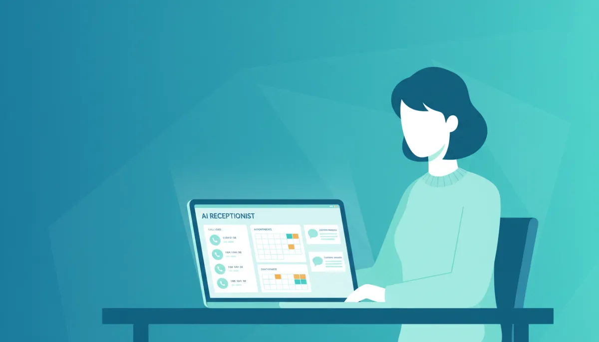 Small business owner viewing AI receptionist dashboard with calls and appointments