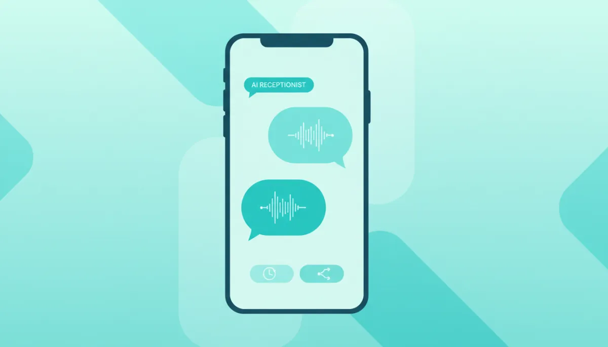 Modern clean illustration of AI call handling on a smartphone screen