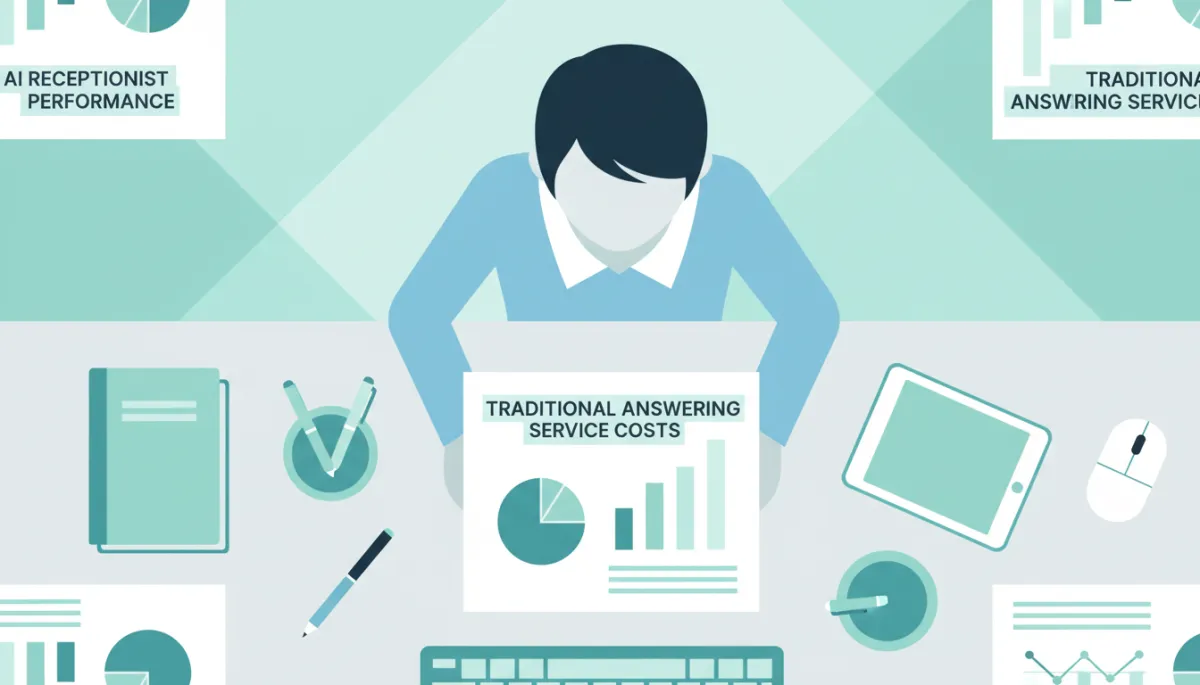 Business owner comparing AI receptionist and answering service performance