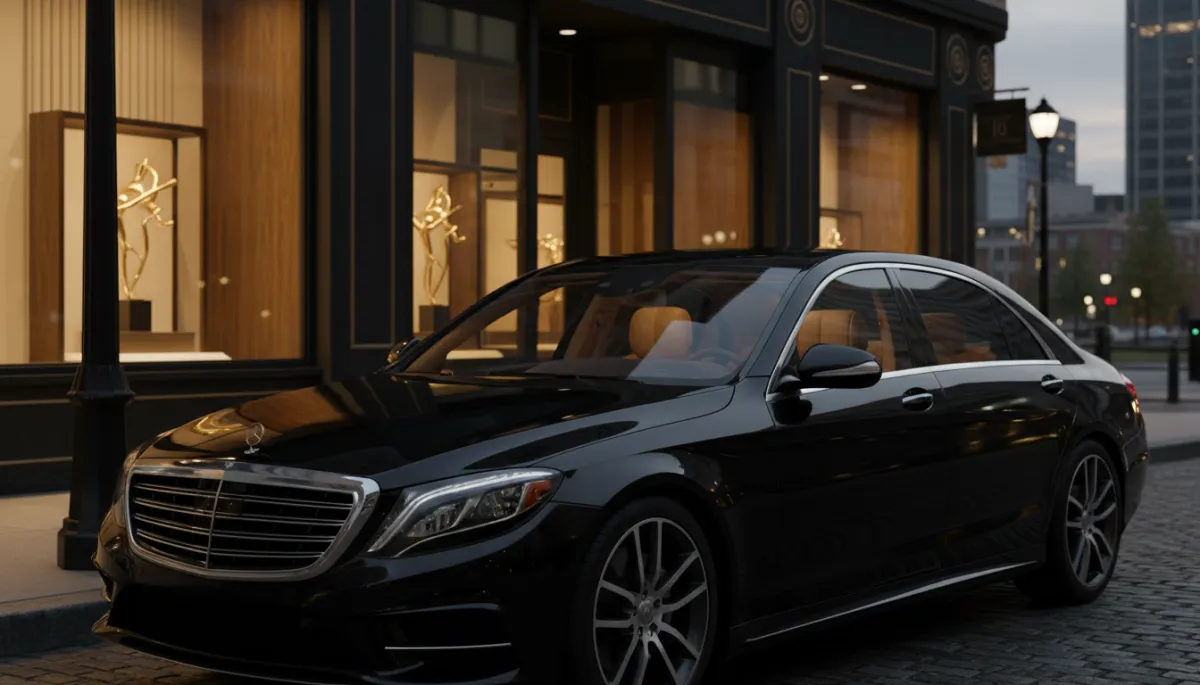 Black Mercedes sedan with premium ceramic window tint in Louisville