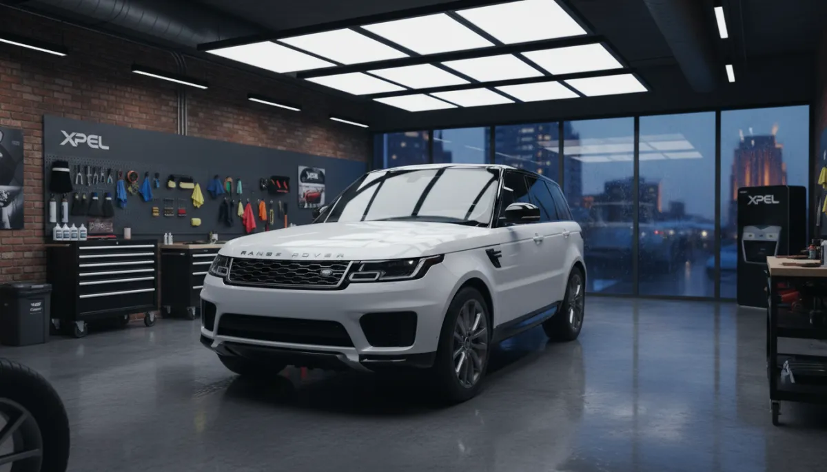 Luxury SUV with XPEL PPF inside a boutique Louisville protection studio
