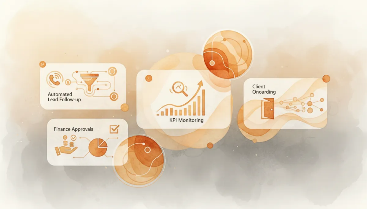 Dashboard showing multiple AI agents orchestrating business workflows