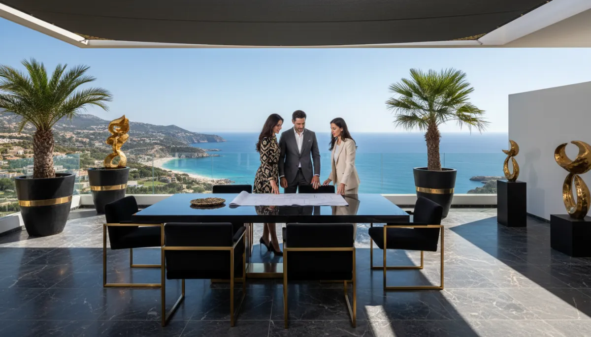 Couple viewing a luxury sea-view villa in Jávea with their buying agent