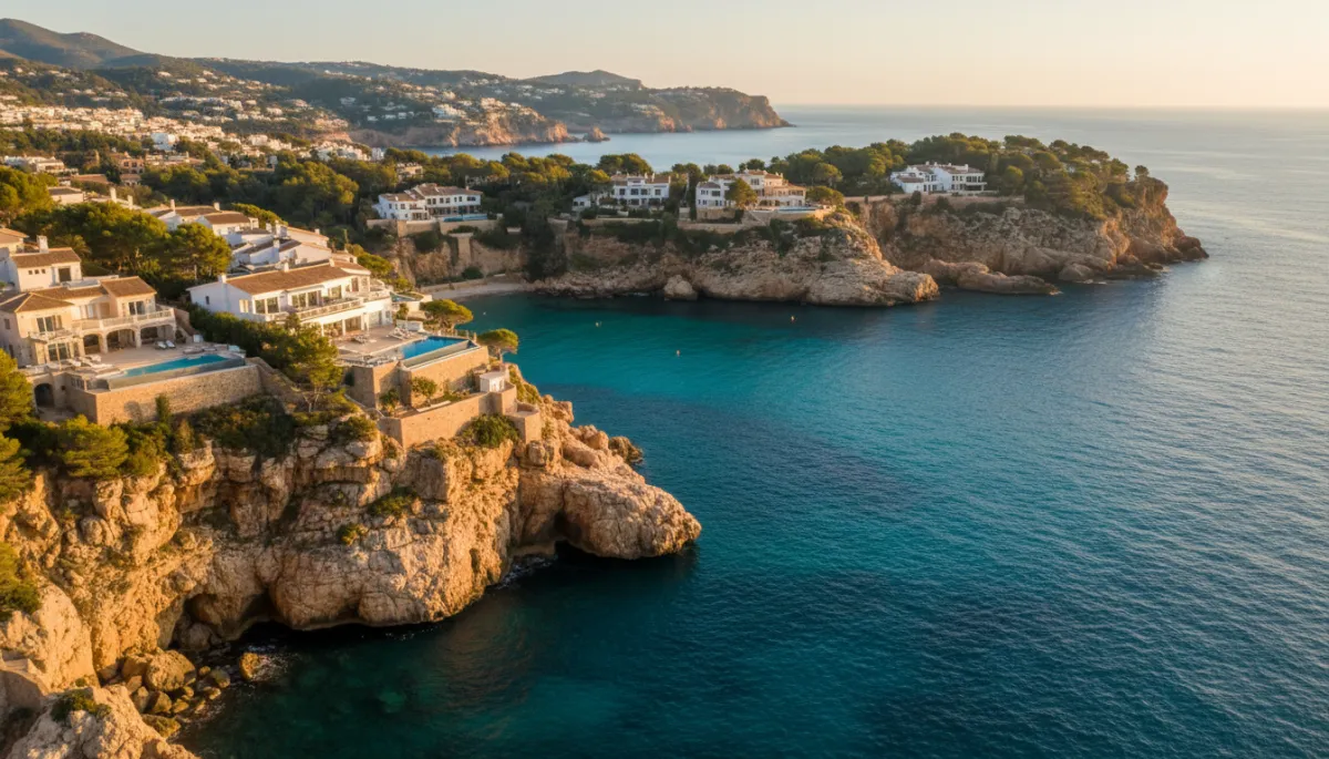 Granadella cove in Jávea with turquoise waters and villas above