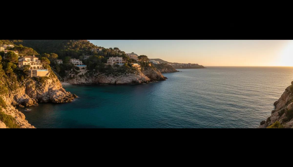 Crique de la Granadella à Jávea avec falaises, eau turquoise et villas sur les hauteurs