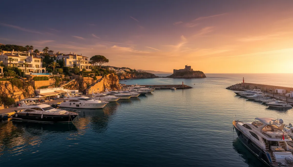Boutique harbour in Moraira with yachts and clifftop homes