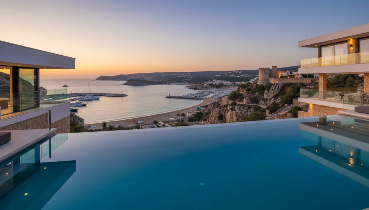 Moderne Luxusvilla auf den Klippen von Moraira mit Infinity-Pool und Panorama-Meerblick