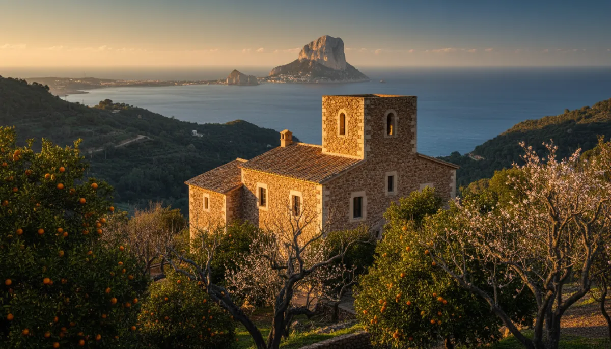 Finca de piedra tradicional en Benissa con vistas al mar y al Peñón de Ifach