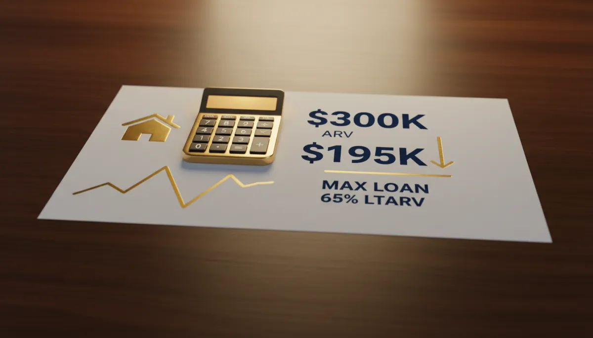 Visual representation of ARV-based fix-and-flip loan math for a Texas property