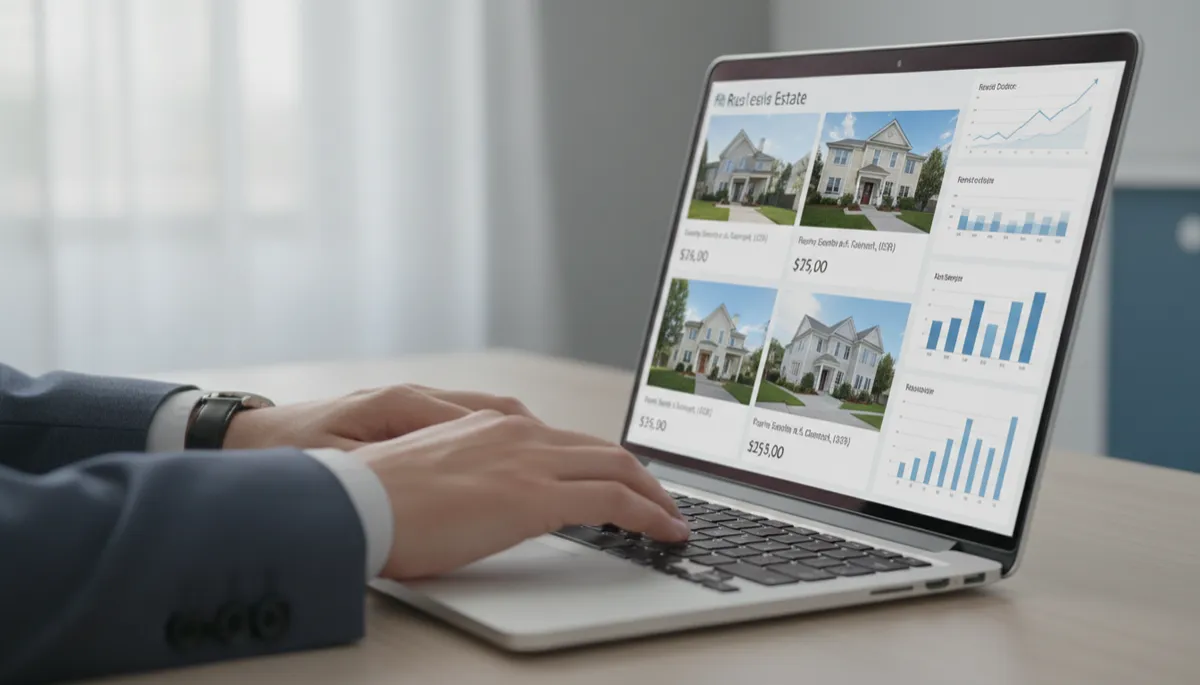 Buyer analyzing recent home sales and pricing trends on a laptop Buyer analyzing recent home sales and pricing trends on a laptop