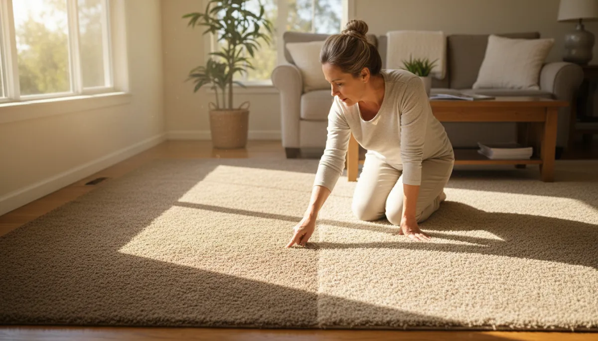 Before-and-after comparison of carpet cleaning results in a Hemet home