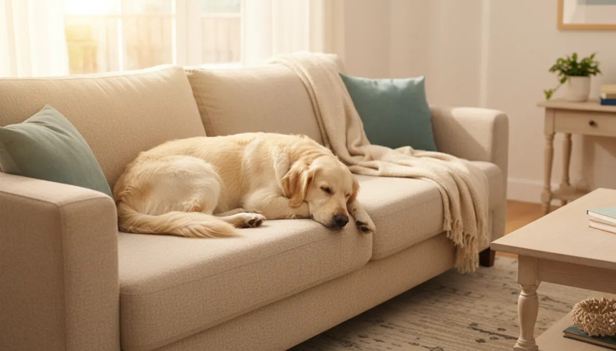 Technician performing professional upholstery cleaning on pet-affected chair