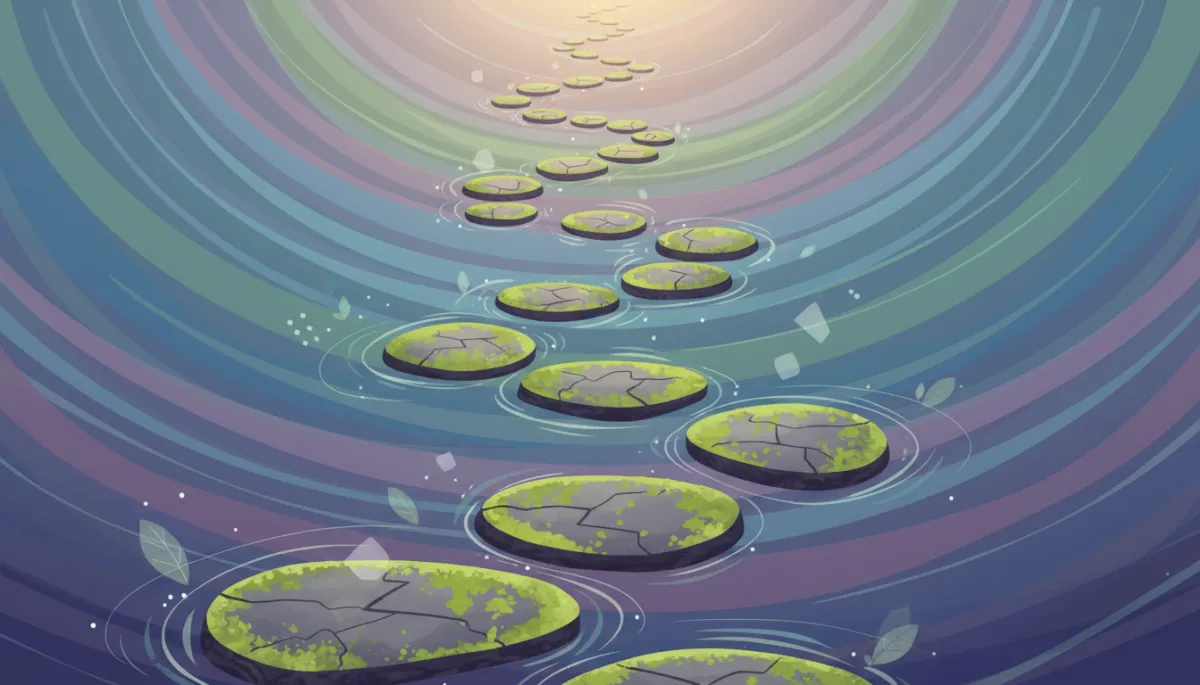A graphic showing a pathway or stepping stones leading forward, symbolizing making small, meaningful steps toward change, for the 'So, What’s Our Focus?' section.