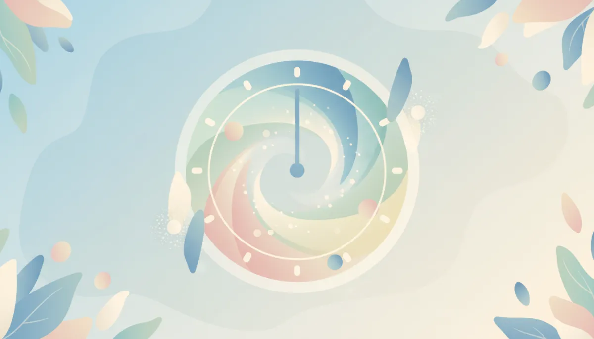 A calming, modern illustration representing the concept of the present moment, such as a clock with soft colors, to visually introduce the article. A calming, modern illustration representing the concept of the present moment, such as a clock with soft colors, to visually introduce the article.