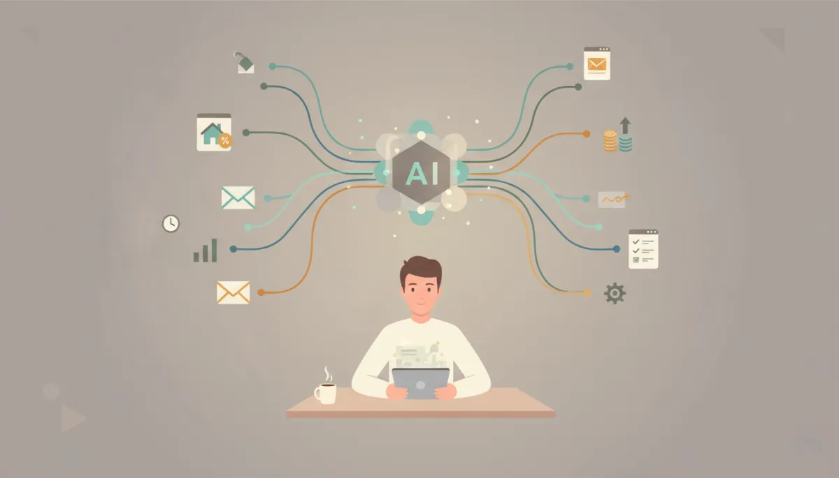 Illustration of AI automating tasks between brokerage and investment tools