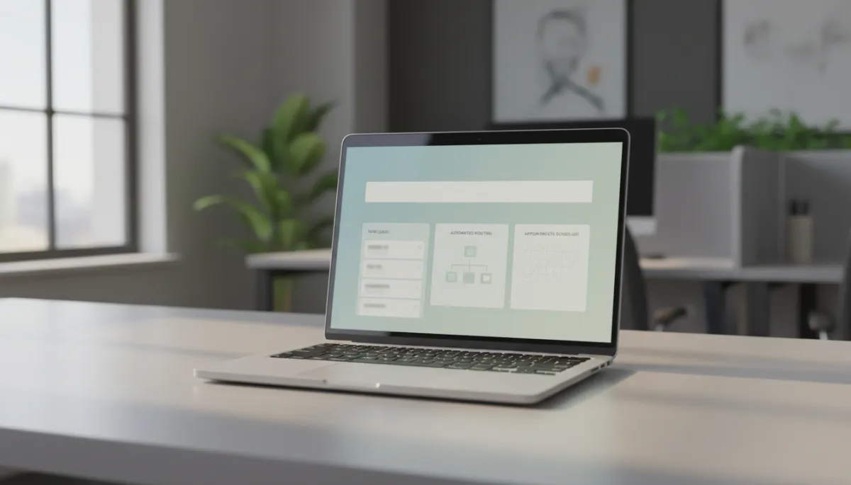 Laptop showing automated routing of new real estate leads into appointments