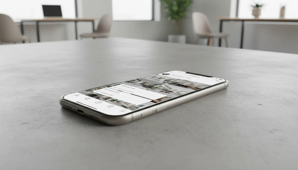 Smartphone displaying short-form real estate marketing videos with lead capture forms