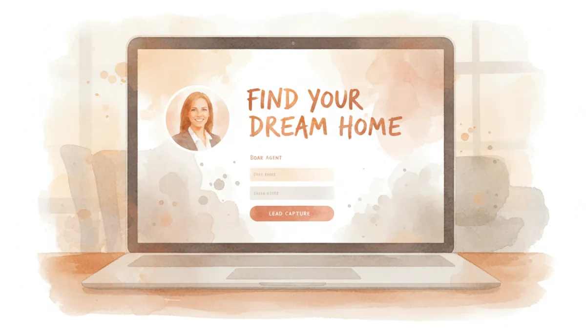 Example of a simple real estate branded landing page with a lead form Example of a simple real estate branded landing page with a lead form