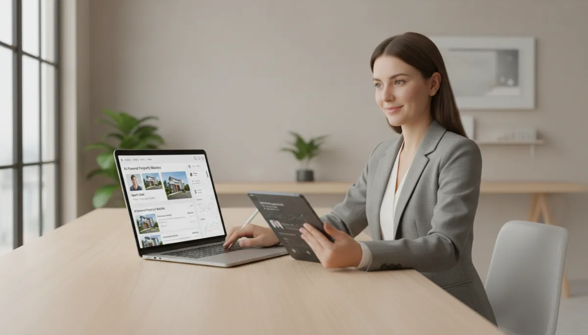 Real estate agent reviewing how AI tools present their professional profile Real estate agent reviewing how AI tools present their professional profile
