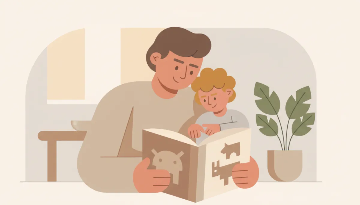 Parent and child reading a picture book during supervised time Parent and child reading a picture book during supervised time