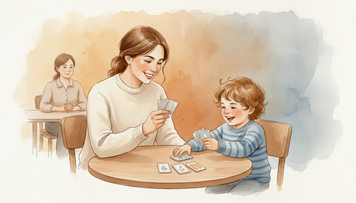 Parent and child using engagement tools during a supervised visit Parent and child using engagement tools during a supervised visit