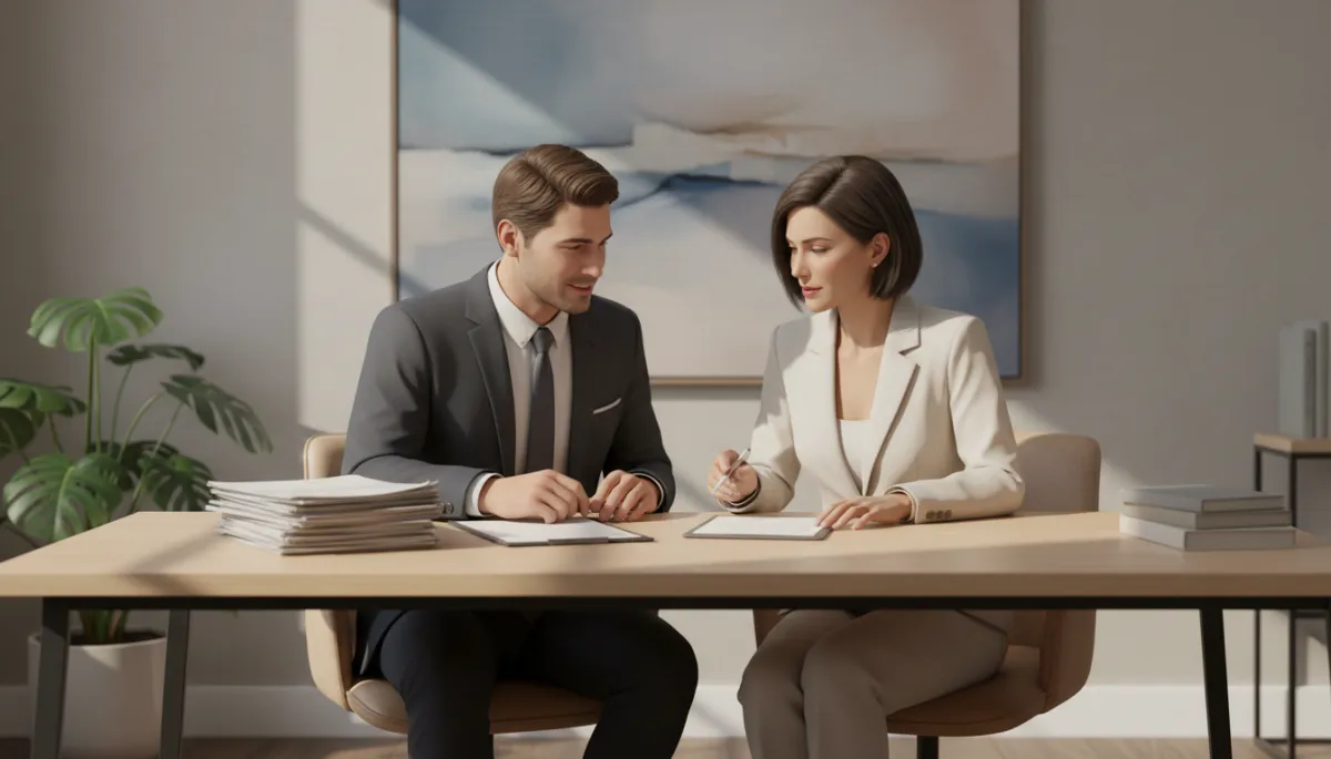 Father meeting with a family law attorney to review custody options Father meeting with a family law attorney to review custody options