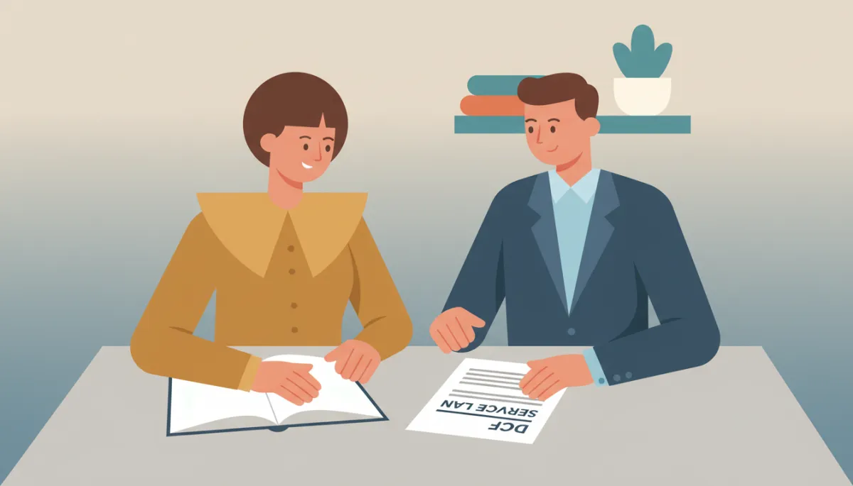 Parent working with an attorney to review a Connecticut DCF service plan