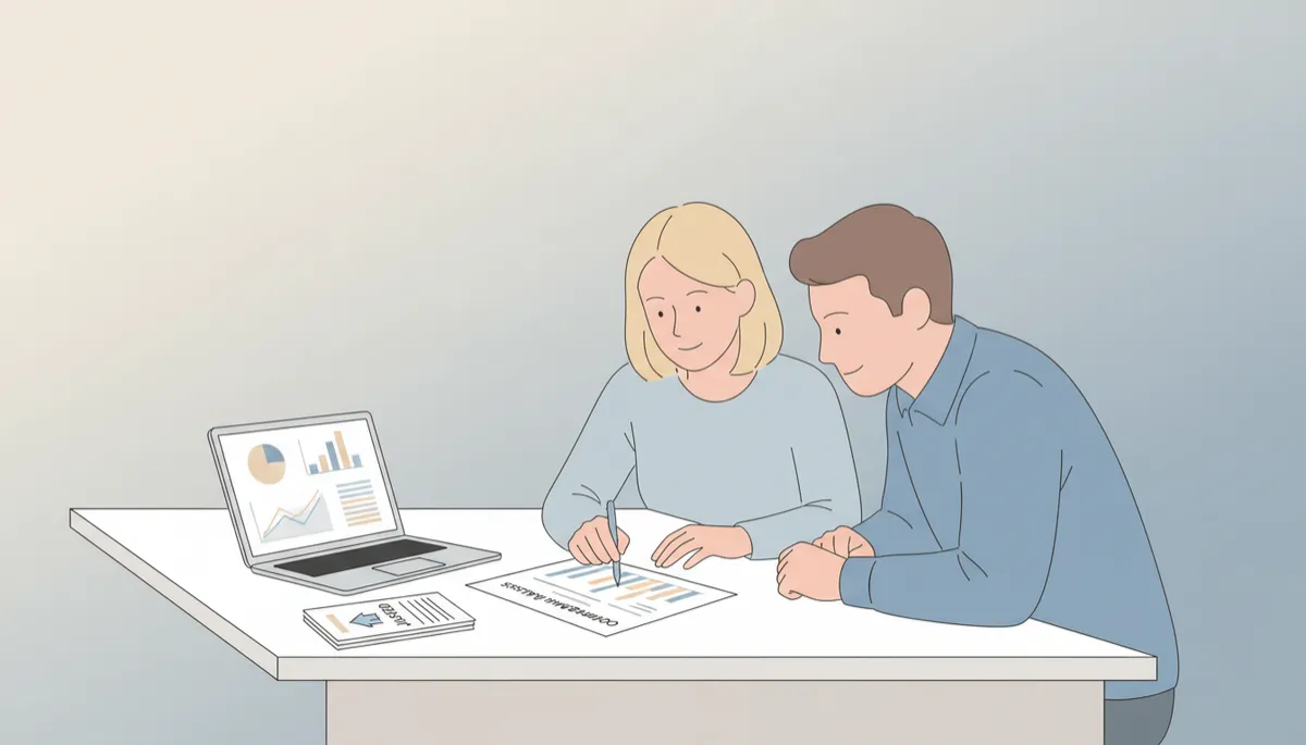 Agent and homeowner reviewing pricing and marketing strategy together