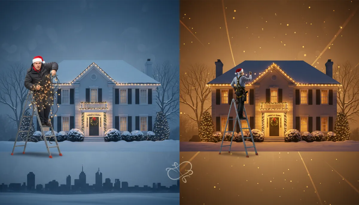 New Jersey home beautifully decorated with Christmas lights