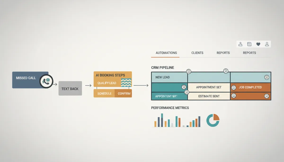 AI-powered workflow diagram and CRM dashboard for NC home service leads AI-powered workflow diagram and CRM dashboard for NC home service leads