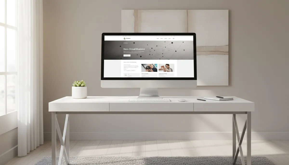 Desktop screen displaying a clean professional small business website