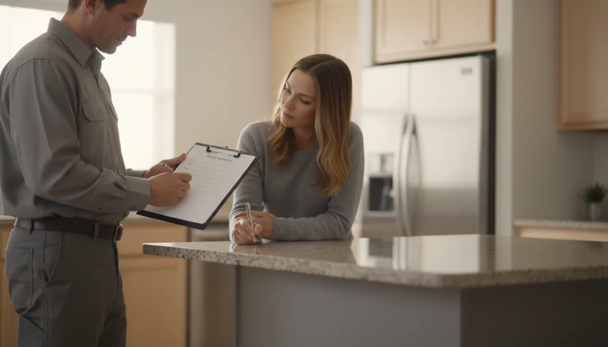 Homeowner sharing their email address with a contractor during a consultation